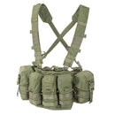 Helikon-tex Guardian chest rig vest in olive green Cordura with MOLLE panel and multiple cargo pockets for tactical use