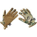 MFH Brand tactical camo gloves with lightweight breathable fabric, tight fit, and enhanced grip for combat use