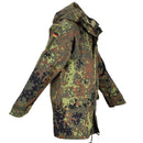Mil-Tec German army GoreTex Flecktarn camo waterproof rain jacket with hood and German flag patch on sleeve