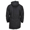 Back view of MIL-TEC black M51 military-style parka with hood and quilted liner for cold weather protection