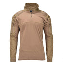 Mil-Tec military style tactical combat shirt in dark coyote with padded shoulders and zippered arm pockets