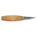 MORAKNIV Woodcarving 120 knife with wooden handle and sharp carbon steel blade for precise wood carving.