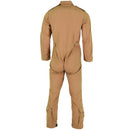 Back view of beige British Military Aircrew MK 16 B RAF flight suit coverall with adjustable waist and cuffs