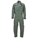 Olive green original Dutch military flame resistant coverall with adjustable cuffs, waist, and multiple secure pockets.