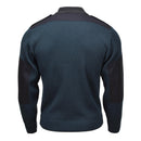 Back view of Original Dutch military blue wool-blend rib knit pullover sweater with reinforced elbows and shoulder patches.