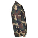 Side view of original Hungarian Army combat field blouse in green and brown camo military surplus design