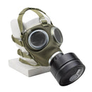 Original Hungarian M67 military gas mask with black CF3 filter and olive green fabric face protection vintage respirator