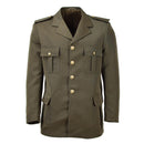Vintage Italian military formal jacket in brown with gold buttons and classic wool blend design