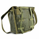 Original Polish army olive canvas shoulder bag with adjustable strap, durable for bushcraft and outdoor use.