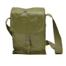 Vintage olive green military surplus bag designed to carry the Romanian M74 gas mask full face NBC respirator
