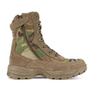 Teesar Tactical Multicam boots with side zip, suede leather, camouflage fabric, durable rubber sole, and ankle support.