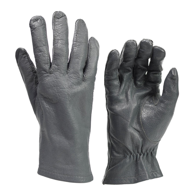 Original Tyskland Army Leather Gloves Grey Tactical Military Surplus Issue