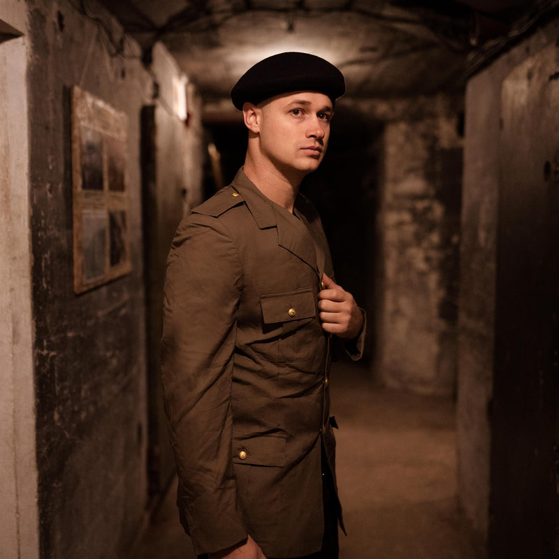 Original italiensk militär formell jacka verde parade klänning vintage brun