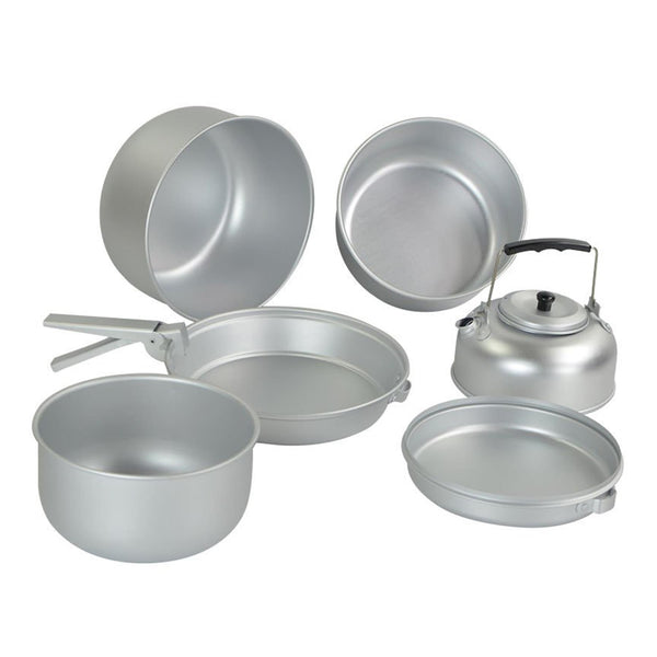 MIL-TEC Camping Cookware Outdoor Camping Cooking Set Pan Pot Kettle Aluminium Set
