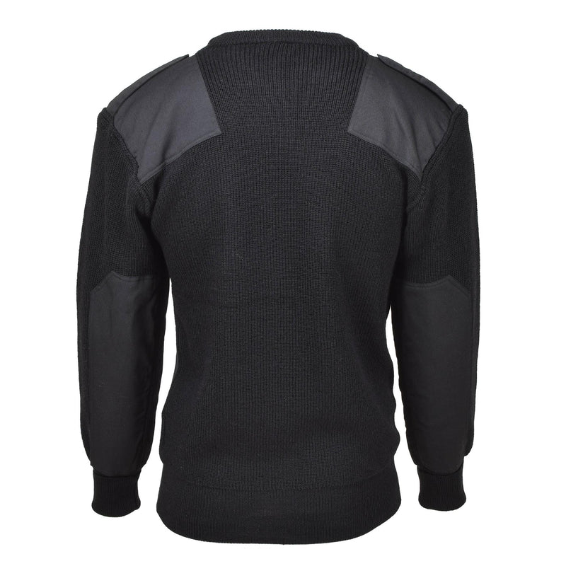 MFH Brand tröja Commando Jumper Rib Knit ull förstärda pullover svart ny