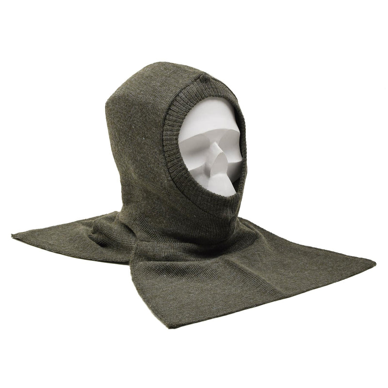 Original Belgien militär varm olivbalaclava huvudkläder ull rib stickad ny
