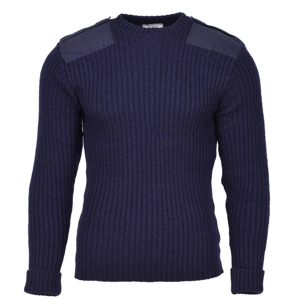 Äkta brittiska militärblå pullover bodywarmer ull jumper commando tröja