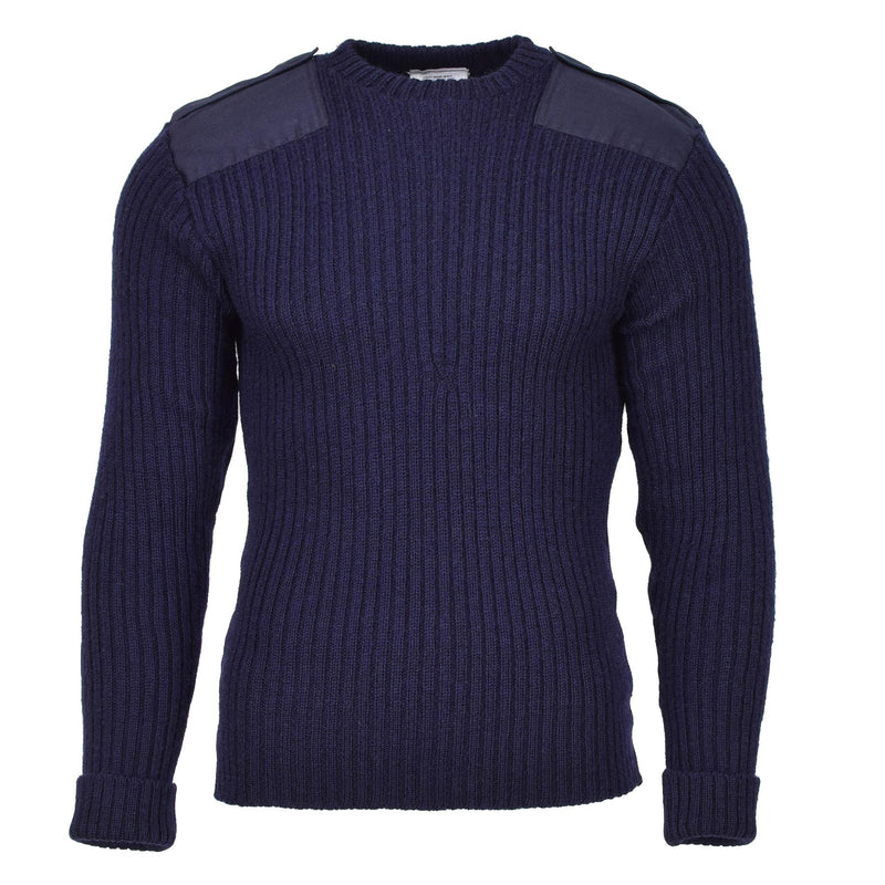 Äkta brittiska militärblå pullover bodywarmer ull jumper commando tröja