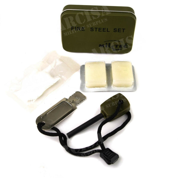 Original Mil-Tec Fire Starter Kit Survival High Quality Fire Steel Set Boxed