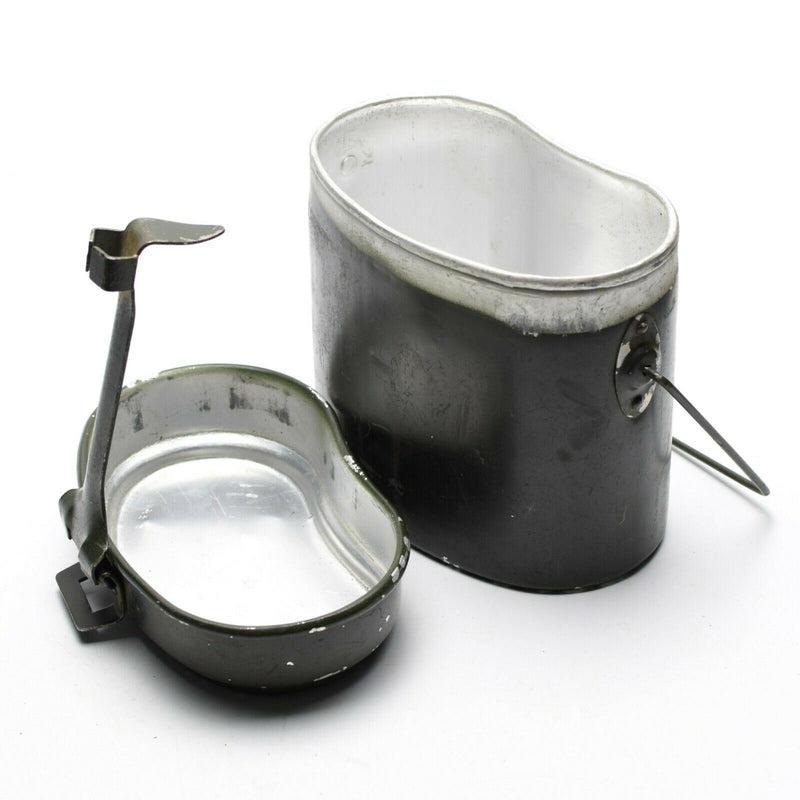 Äkta rumänska arméns mess -kit. Aluminium militär bowler kruka
