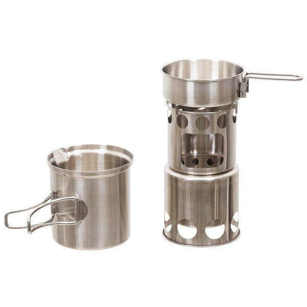 MFH Travel rostfritt stål matlagningsset camping mess kit treking vandring kruka