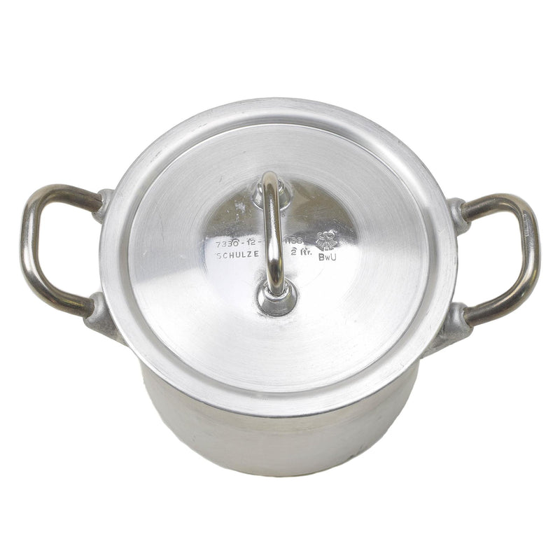 Original tysk militär aluminium 2 liter potten lock vandring bw armé mess kit ny