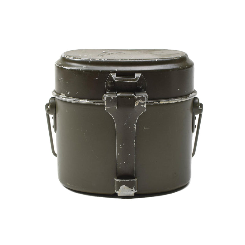 Original Österrikisk militär mess kit aluminium oliv vandring camping cookware set