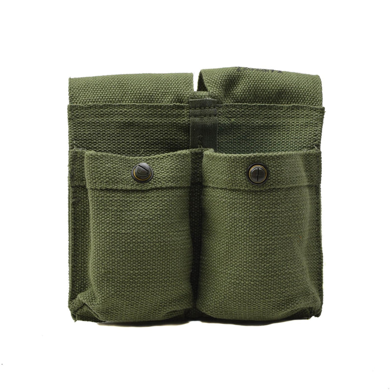 Original Norwegian Army Magazine Pouch Vintage Double Ammo Bag Green Canvas Ny