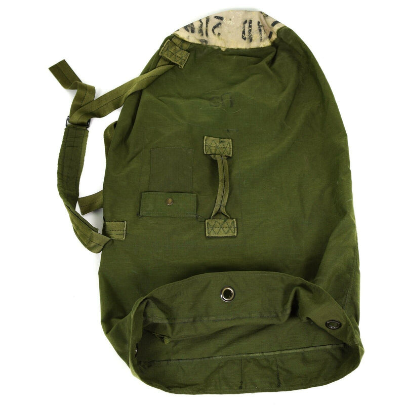 Äkta US Army Duffel Bag Stor militär olivgrön säck Canvas Sea Sack Pack