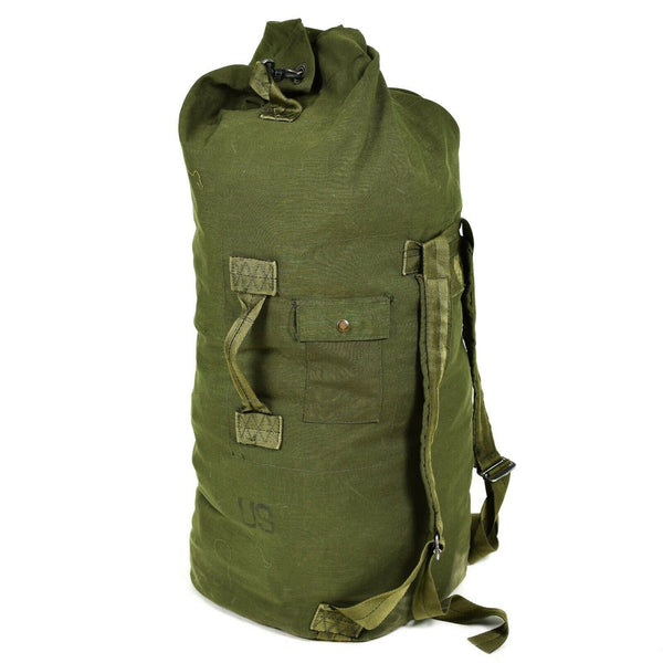 Äkta US Army Duffel Bag Stor militär olivgrön säck Canvas Sea Sack Pack