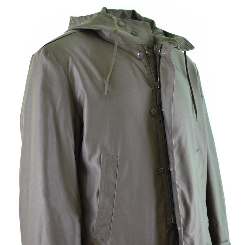 Äkta tyska armé parka oliv militär överskott jacka lång kappa od vintage ny