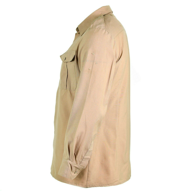 Äkta franska arméskjorta trötthet död stock chino khaki militär poly ull ny
