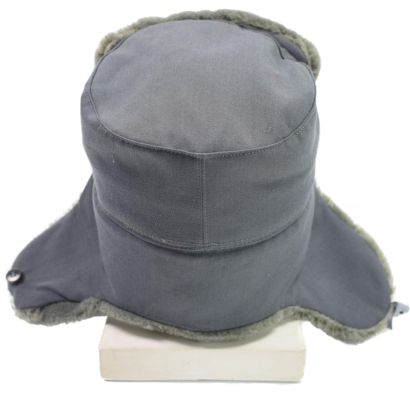 Original East Germany Army Officer Winter Hat Cold Weather Ushanka Faux Fur New