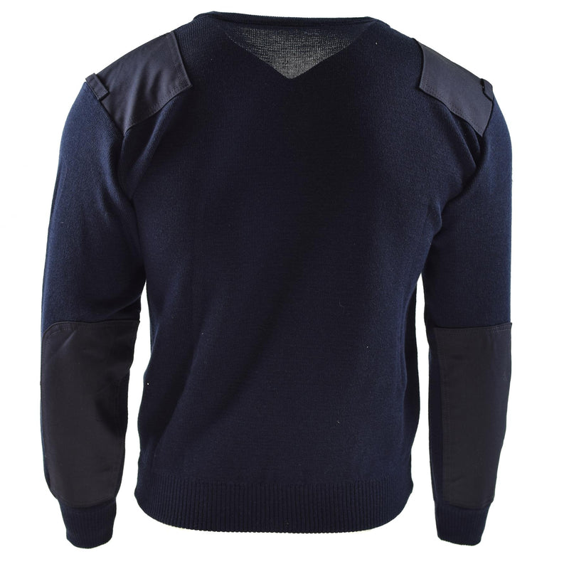 Äkta holländska armétröja blå jumper militär pullover runda nackoffiser
