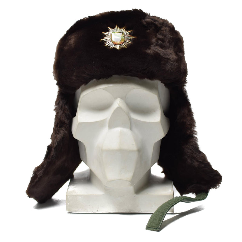 Original tysk polis varm vinterhatt kallt väder faux päls ushanka märke nytt