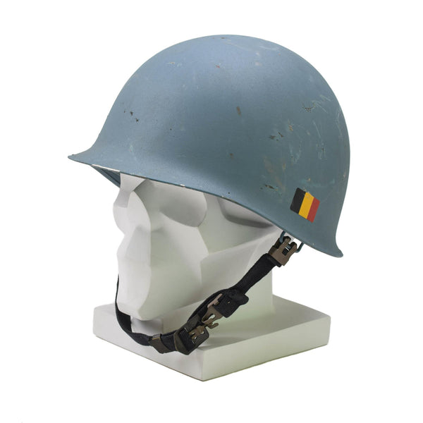 Original militär belgisk stålhjälm M51 Taktisk strid Inre PVC -ljusblå
