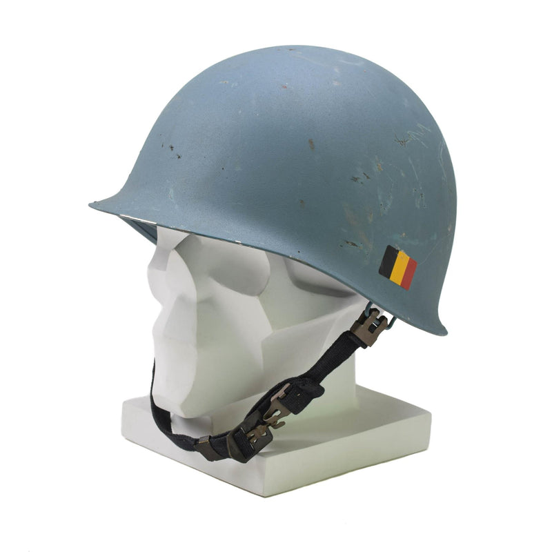 Original militär belgisk stålhjälm M51 Taktisk strid Inre PVC -ljusblå