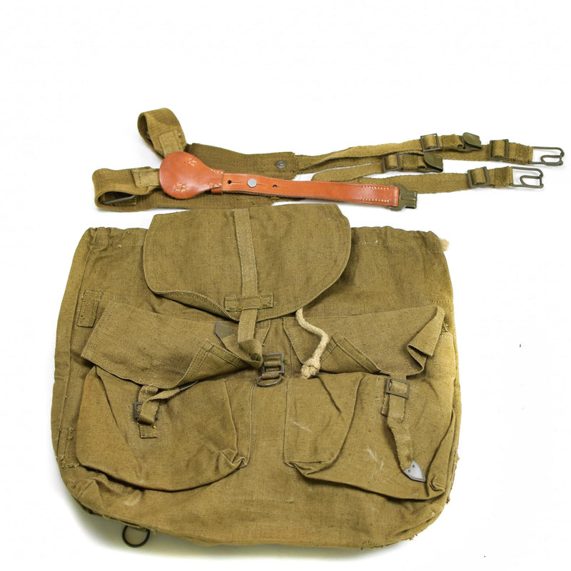 Original tjeckisk armé vintage ryggsäck med y remmar hängslen m60 canvas väska ny