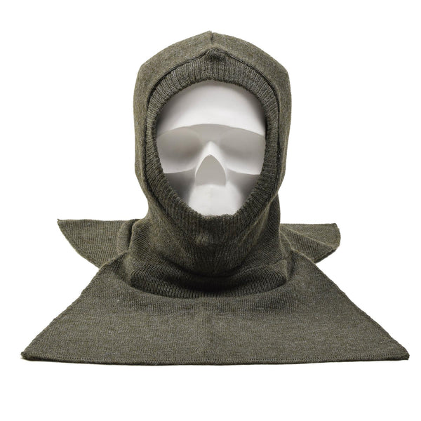 Original Belgien militär varm olivbalaclava huvudkläder ull rib stickad ny