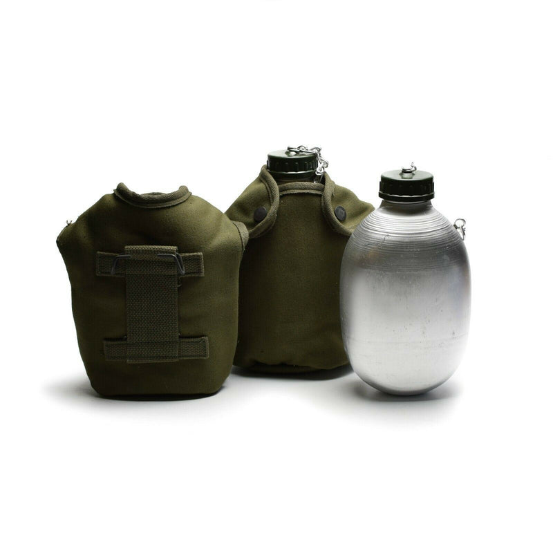 Original French Army Drinking Flask Water Bottle Canteen Pot Cotton Pouch Od Ny