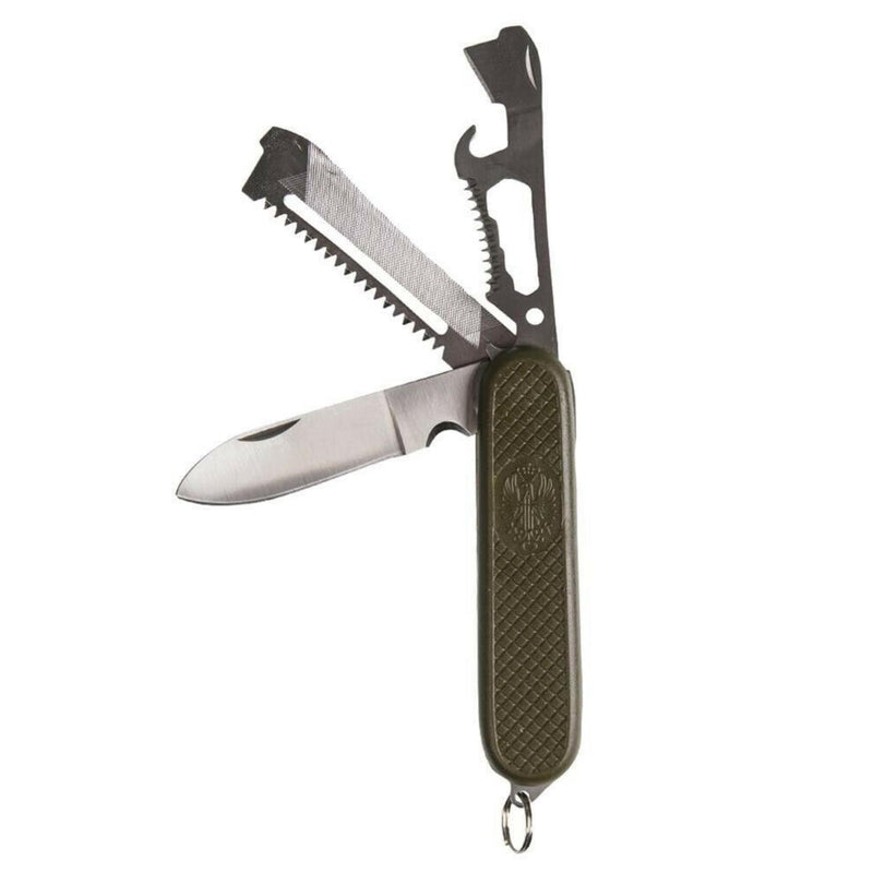 Spansk arméstilkniv. Spanien militär vikbar kniv multitool od oliv
