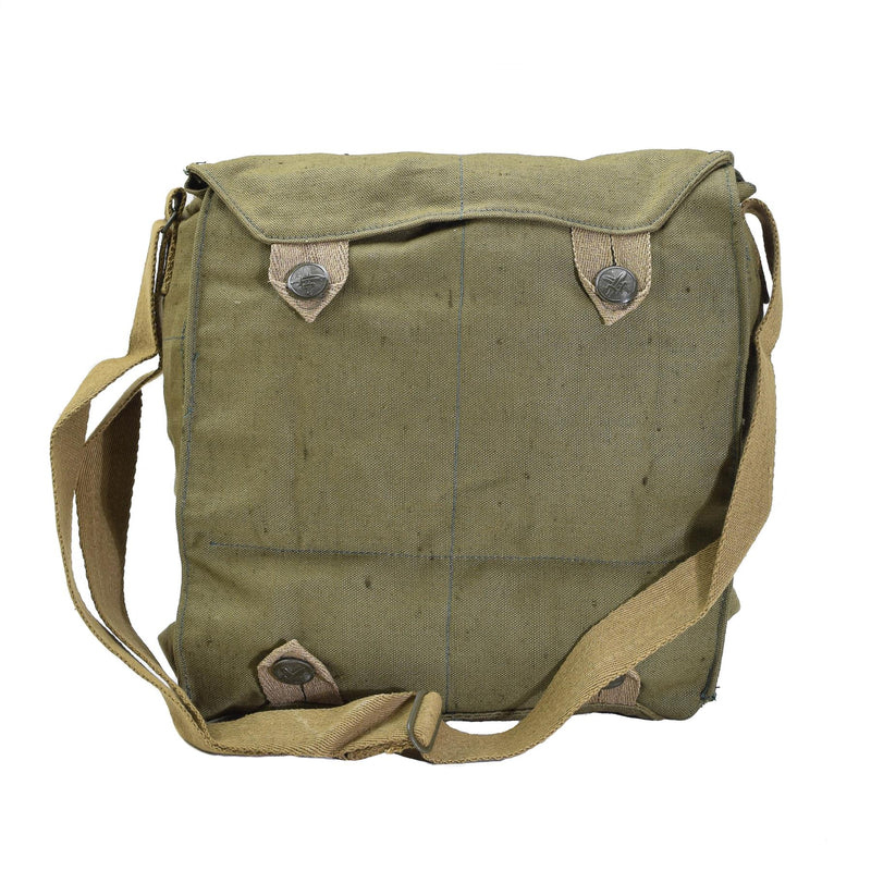 Original tjeckisk militär gasmask axelväska grön canvas vintage överskott nytt