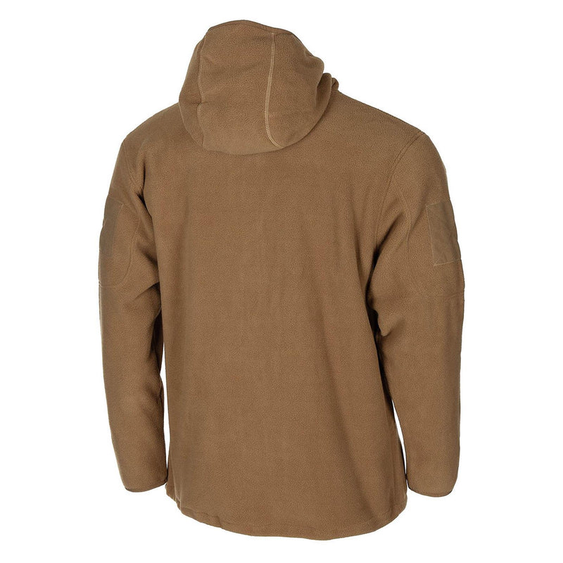 MFH Military Style Tan Tactical Hooded Fleece Jacket Outdoor Vandring Full Zip New