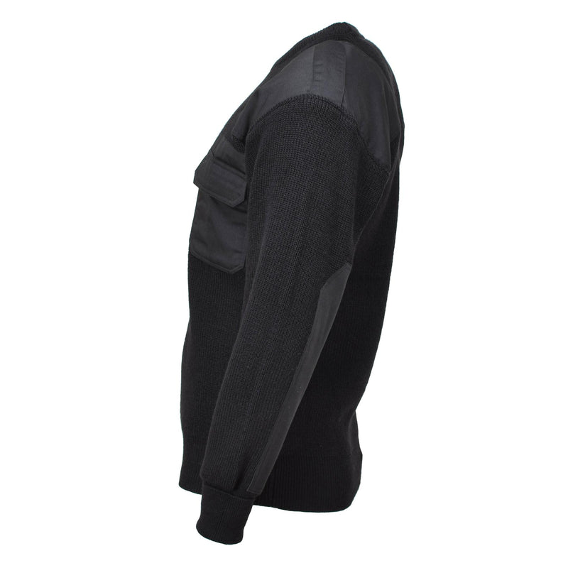 MFH Brand tröja Commando Jumper Rib Knit ull förstärda pullover svart ny
