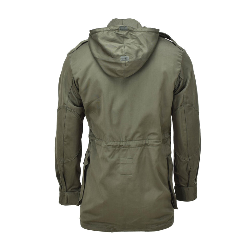 Äkta belgiska militärjacka olivfält trupper bdu hooded parka vintage ny
