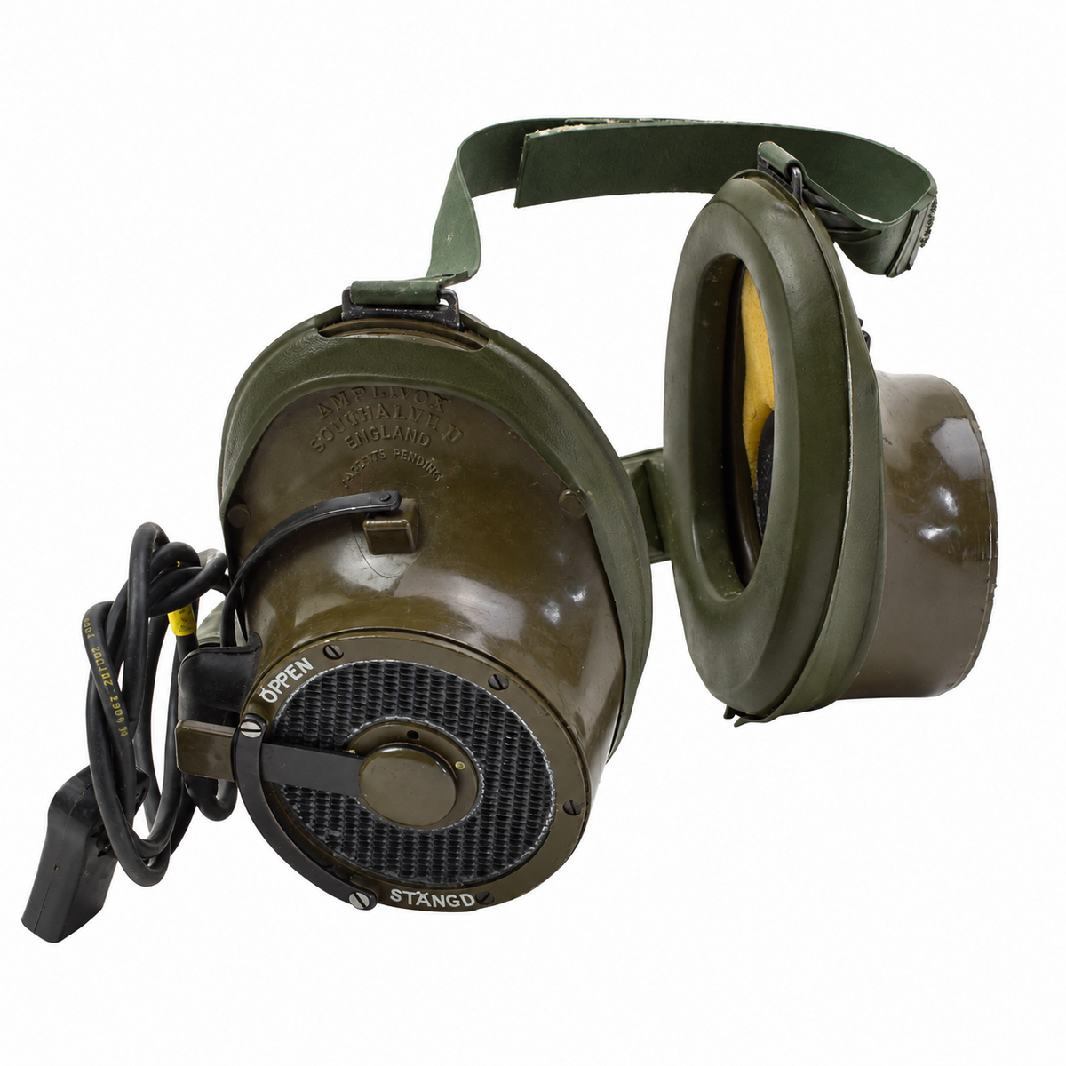 Original brittisk militär Amplivox Aviation Communications Headset Set Vintage