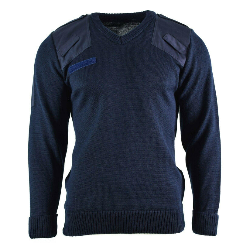 Äkta brittisk tröja armépolisens pullover commando jumper blå v-halsmän nya
