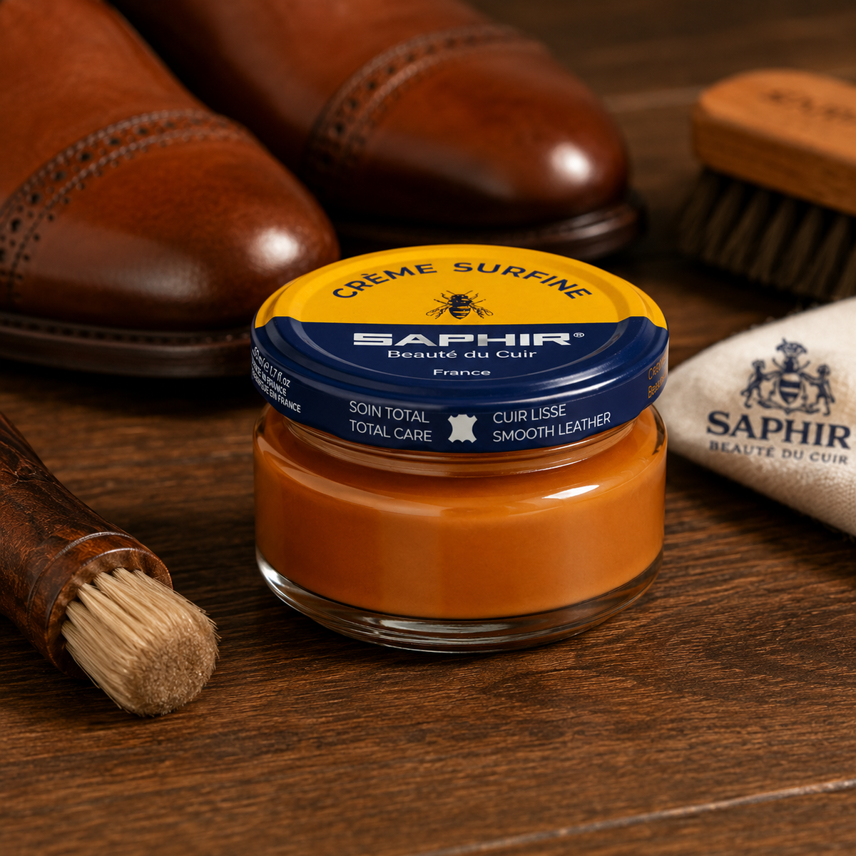 Saphir Creme Surfine Läder Skovård Cream Smooth Läder 50ml Ljusbrun