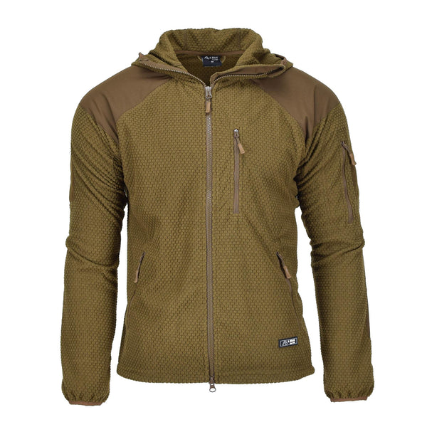 A. Blochl Military Style Jacket Huveed Thermal Fleece Armerad Coyote New