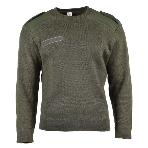 Äkta franska arméns pullover olivkommando jumper militär tröja rund hals